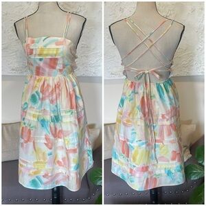 Hyacinth House Watercolor Open Back Mini Dress Sz XXS